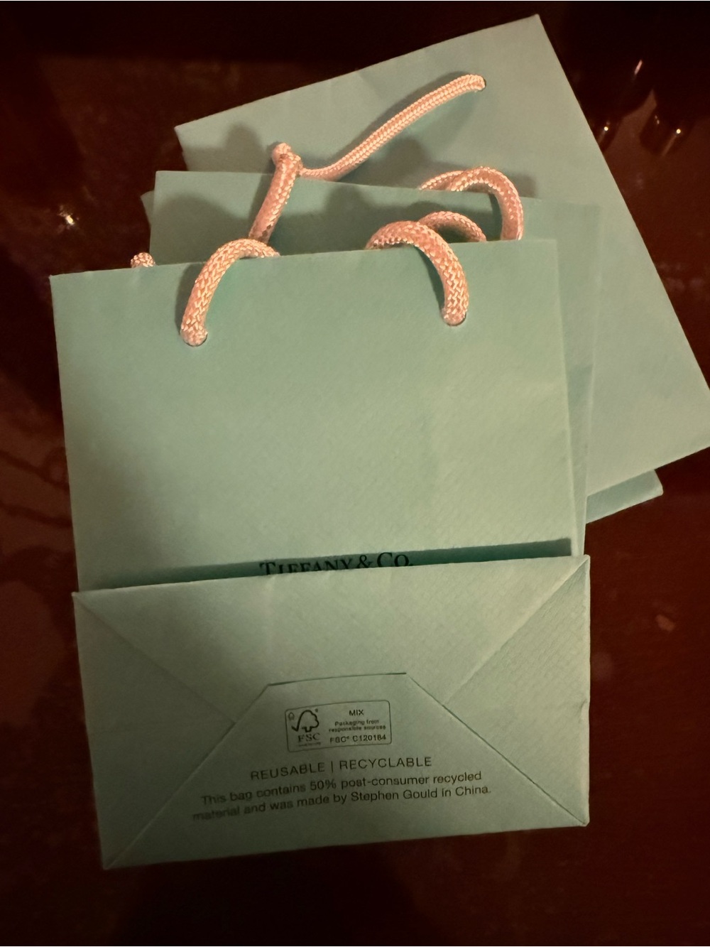 Tiffany & Co. Robin's-Egg Blue Gift Bag with White Rope Handles - Picture 2 of 3